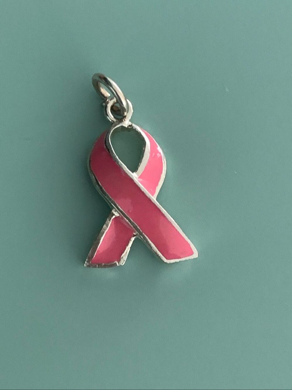 .925 Pink Ribbon Sterling Silver Jewelry Charm #breast cancer